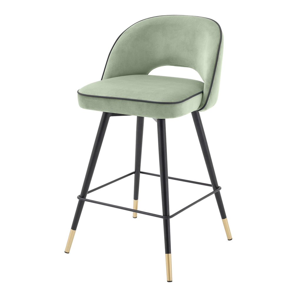 Eichholtz Cliff - Set Of 2 Counter Stools In Savona Pistache Green Velvet
