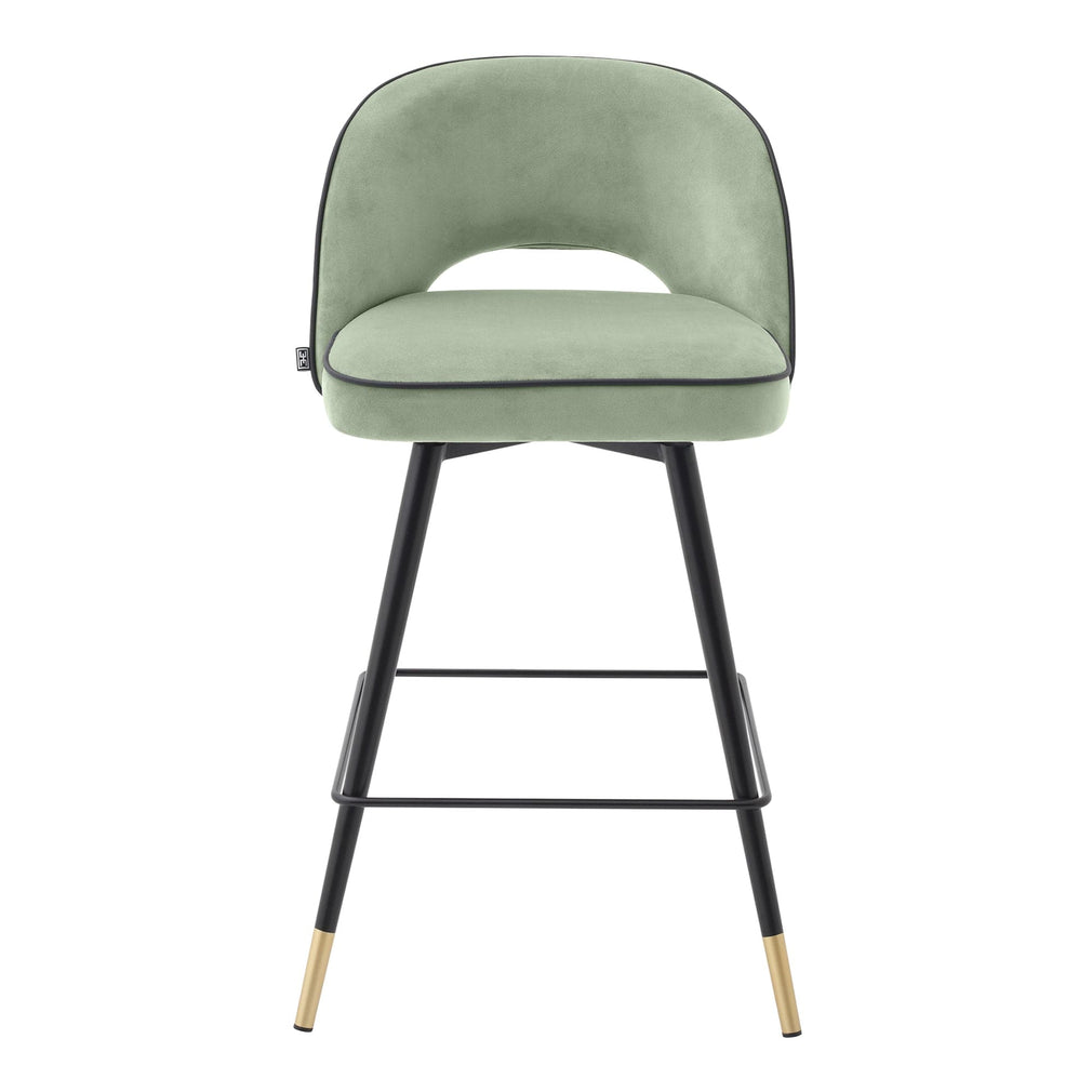 Eichholtz Cliff - Set Of 2 Counter Stools In Savona Pistache Green Velvet