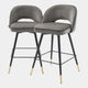 Eichholtz Cliff - Swivel Bar Stools Set Of 2, Fabric Savona Grey Velvet Black Faux Leather Piping
