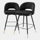 Eichholtz Cliff - Swivel Bar Stools Set Of 2, Fabric Roche Black Velvet Black Faux Leather Piping