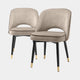 Set Of 2 Dining Chairs Savona Greige Velvet Black Faux Leather Piping