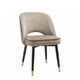 Set Of 2 Dining Chairs Savona Greige Velvet Black Faux Leather Piping