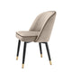 Set Of 2 Dining Chairs Savona Greige Velvet Black Faux Leather Piping
