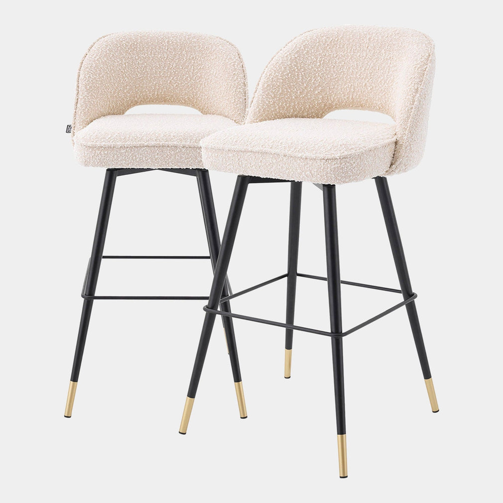 Eichholtz Cliff - Swivel Barstools Set Of 2, Velvet Boucle Cream
