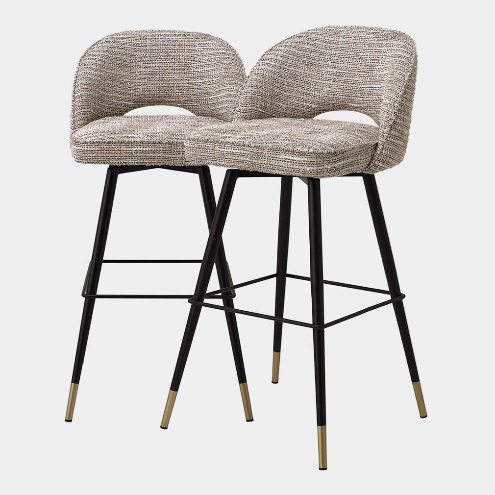 Eichholtz Cliff - Swivel Barstools Set Of 2, Velvet Mademoiselle Beige