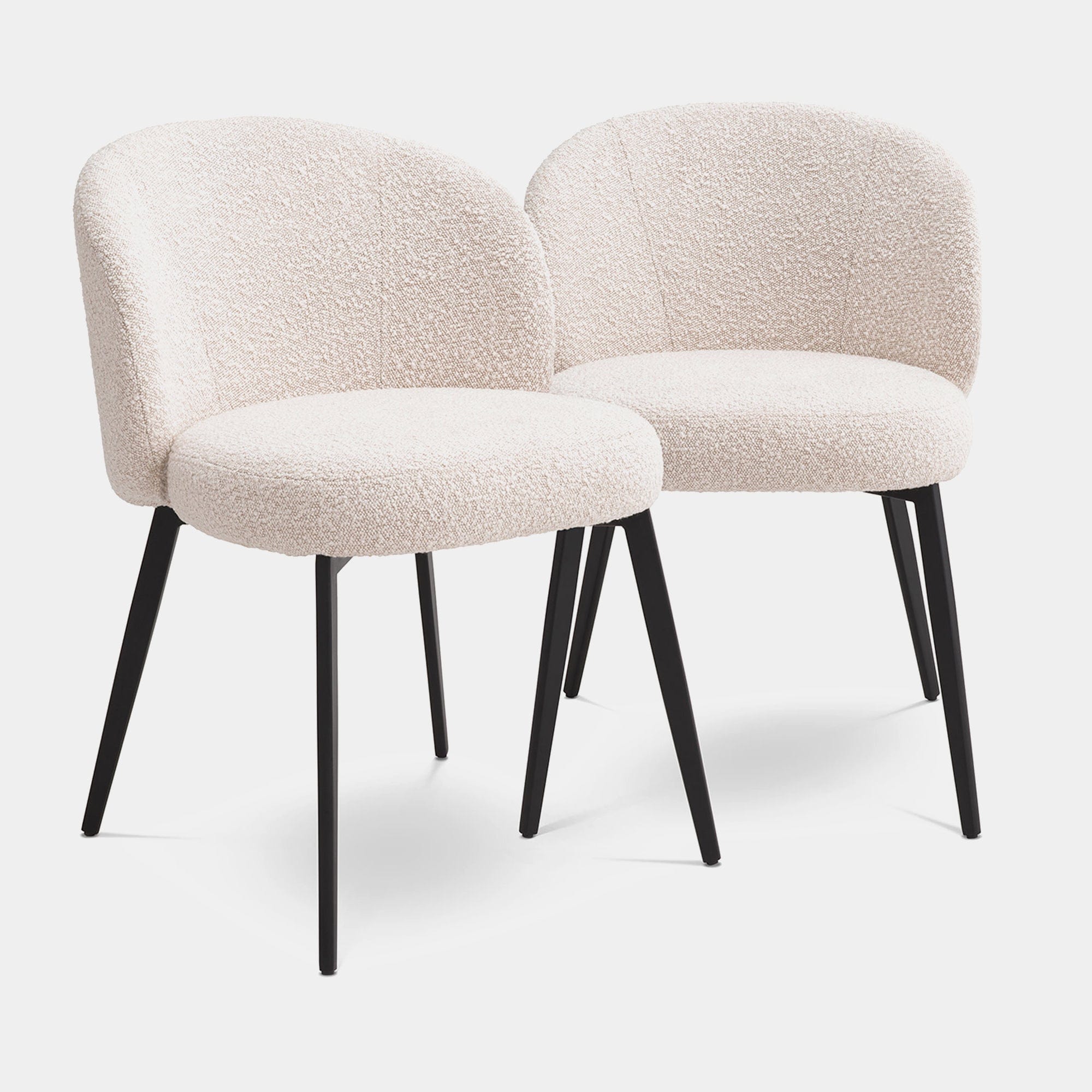 Set Of 2 Dining Chairs Boucle Cream