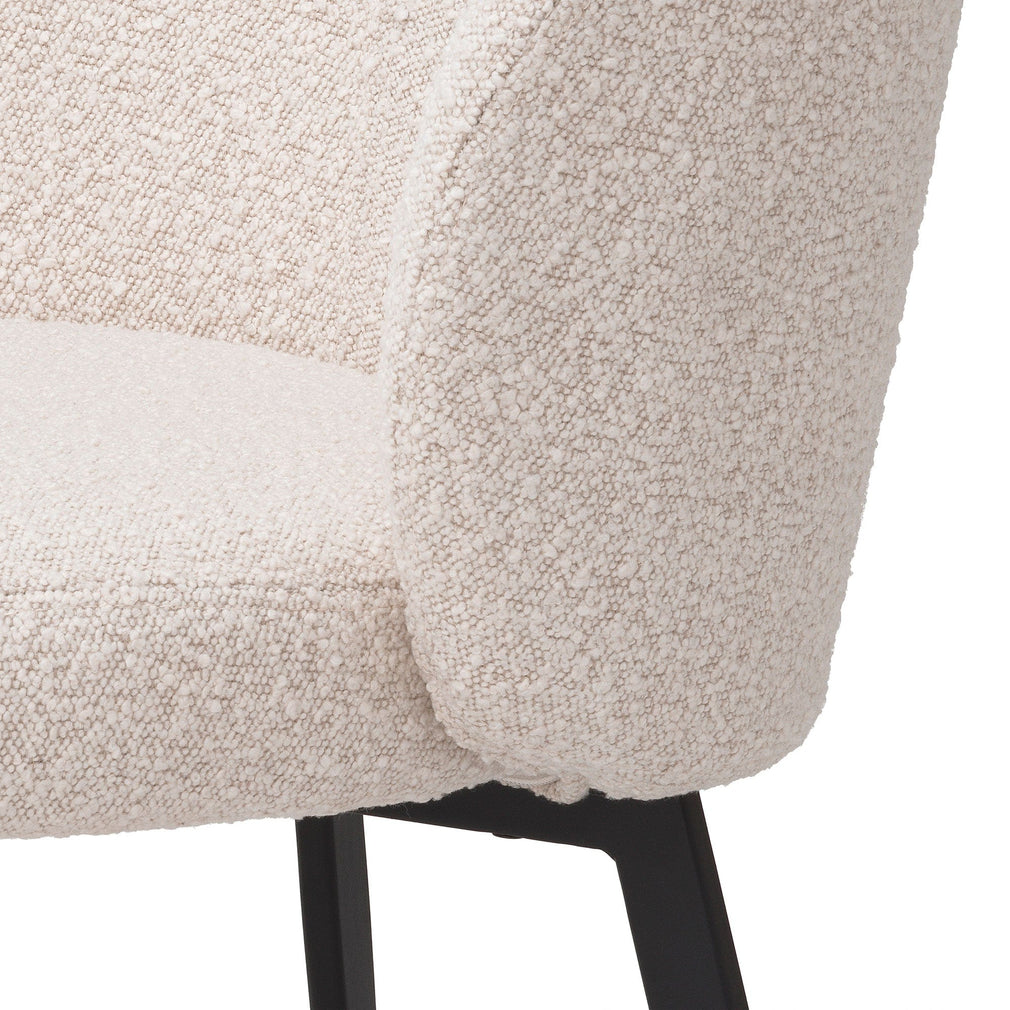 Set Of 2 Dining Chairs Boucle Cream