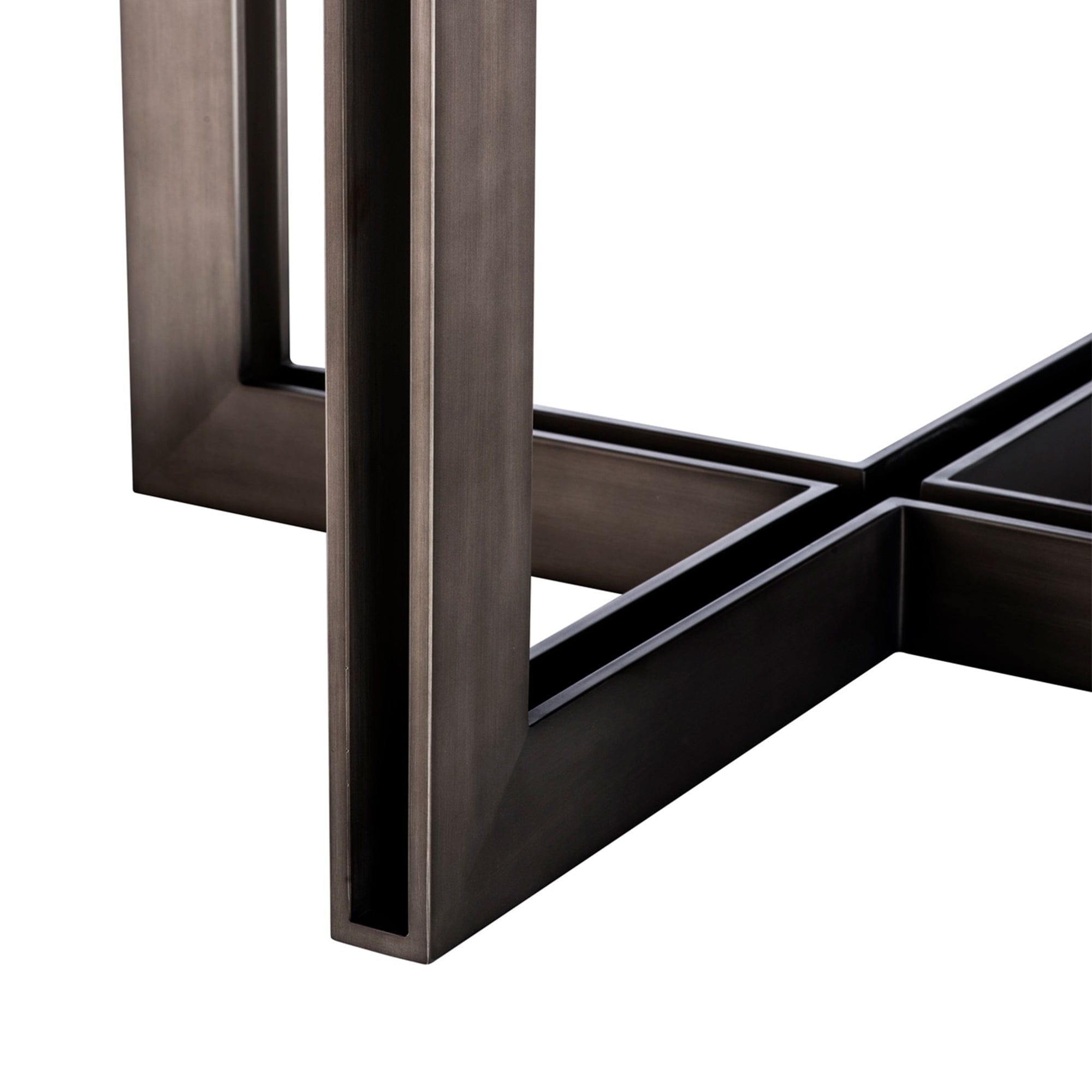 200cm Oval Dining Table In Charcoal Oak Veneer Bronze Finish