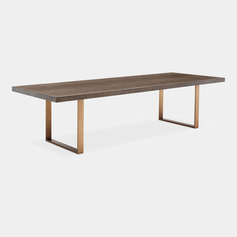 Eichholtz Melchior - Wooden Dining Table Brown Oak Veneer Brushed Brass Finish
