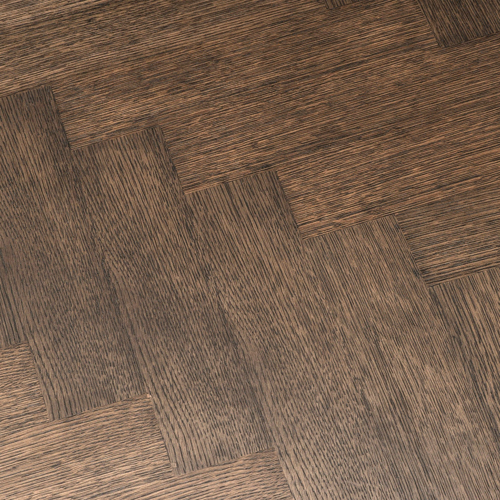 230cm Dining Table Brown Oak Veneer Brushed Brass Finish