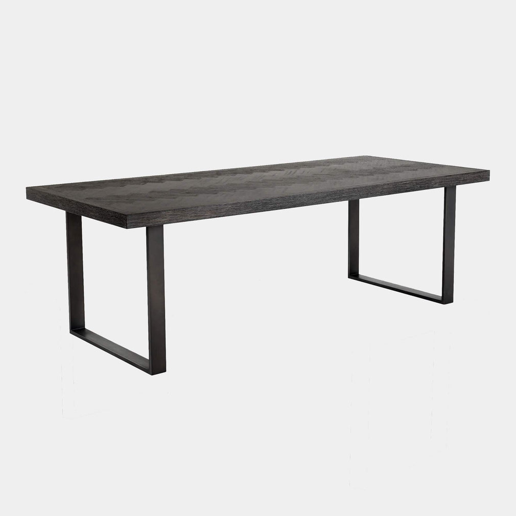 230cm Dining Table Charcoal Oak Veneer Bronze Finish