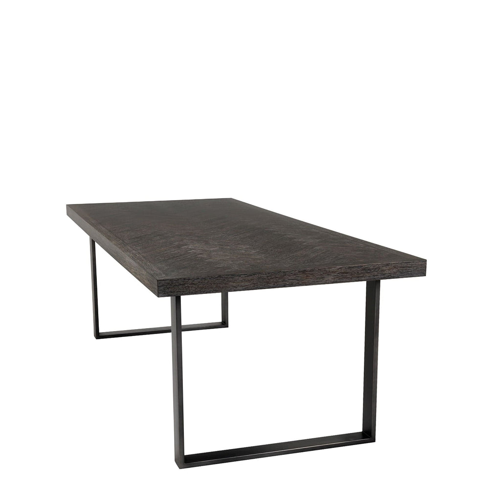 230cm Dining Table Charcoal Oak Veneer Bronze Finish