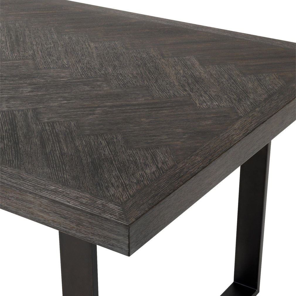 230cm Dining Table Charcoal Oak Veneer Bronze Finish