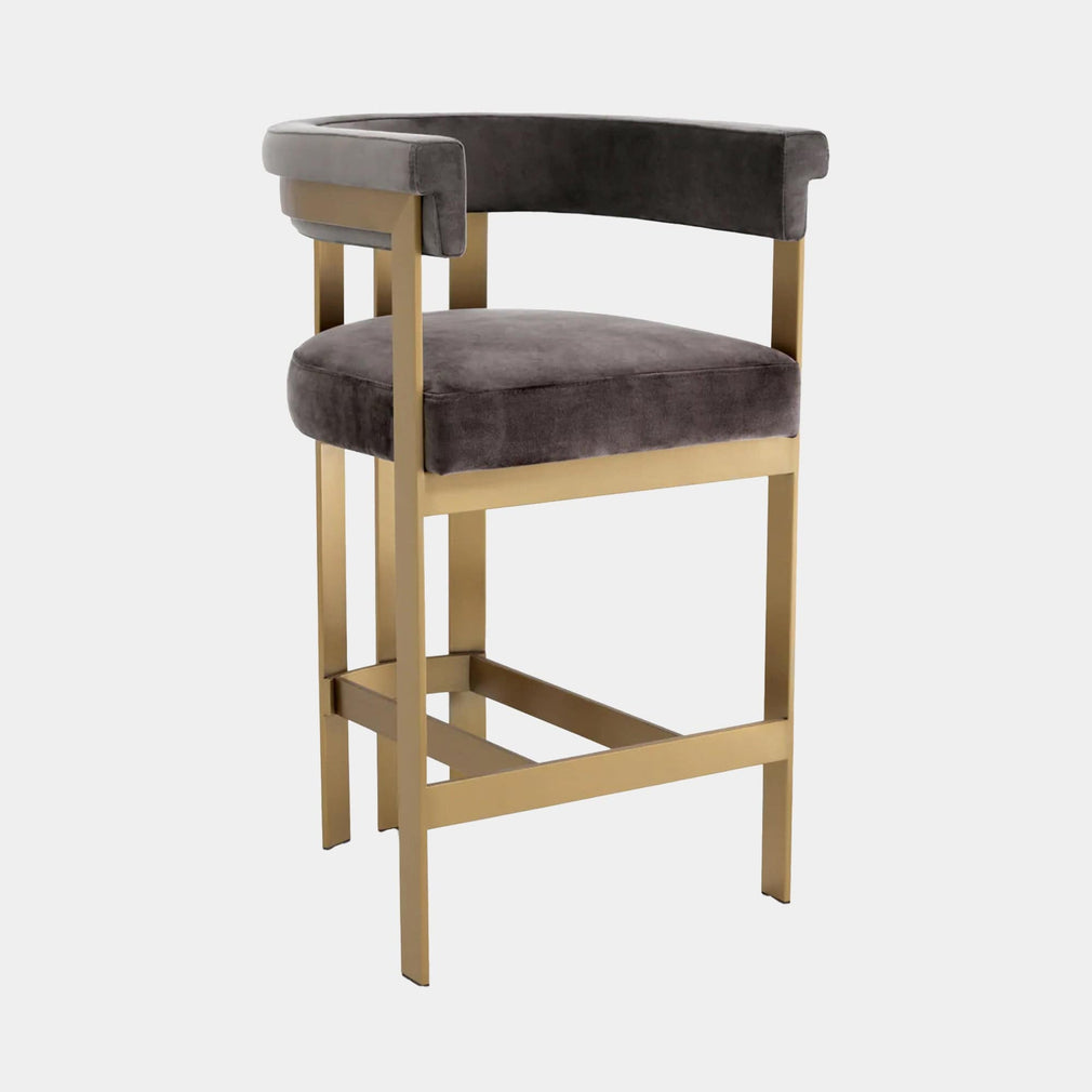 Eichholtz Clubhouse - Bar Stool, Fabric Savona Grey Velvet