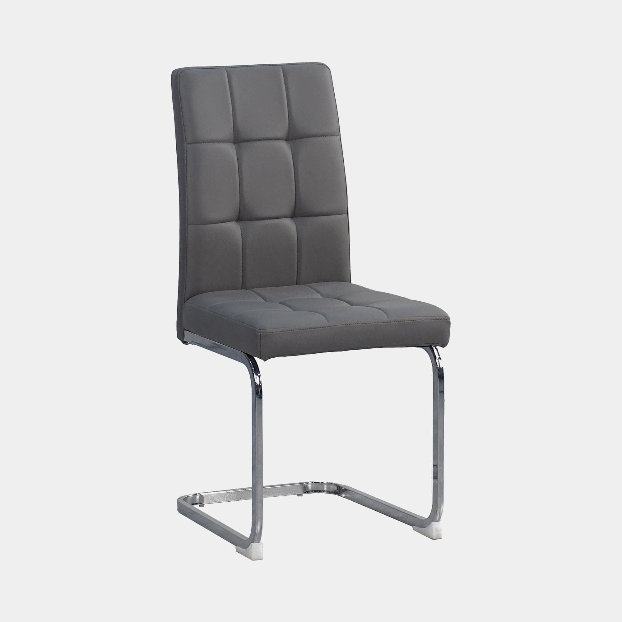 Lucas - Cantilever Dining Chair In PU With Chrome Base Dark Grey