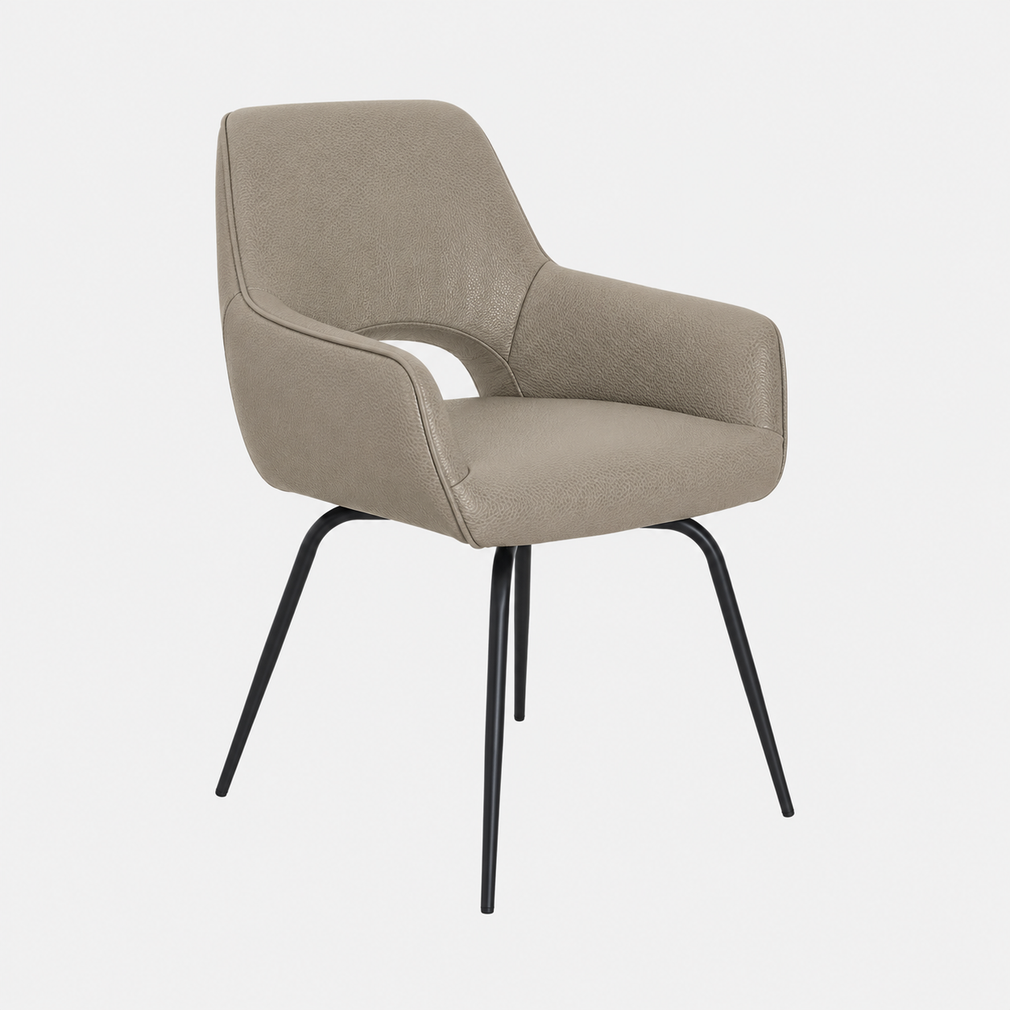 Luna - Swivel Dining Chair, Soleda Leather 449 Khaki