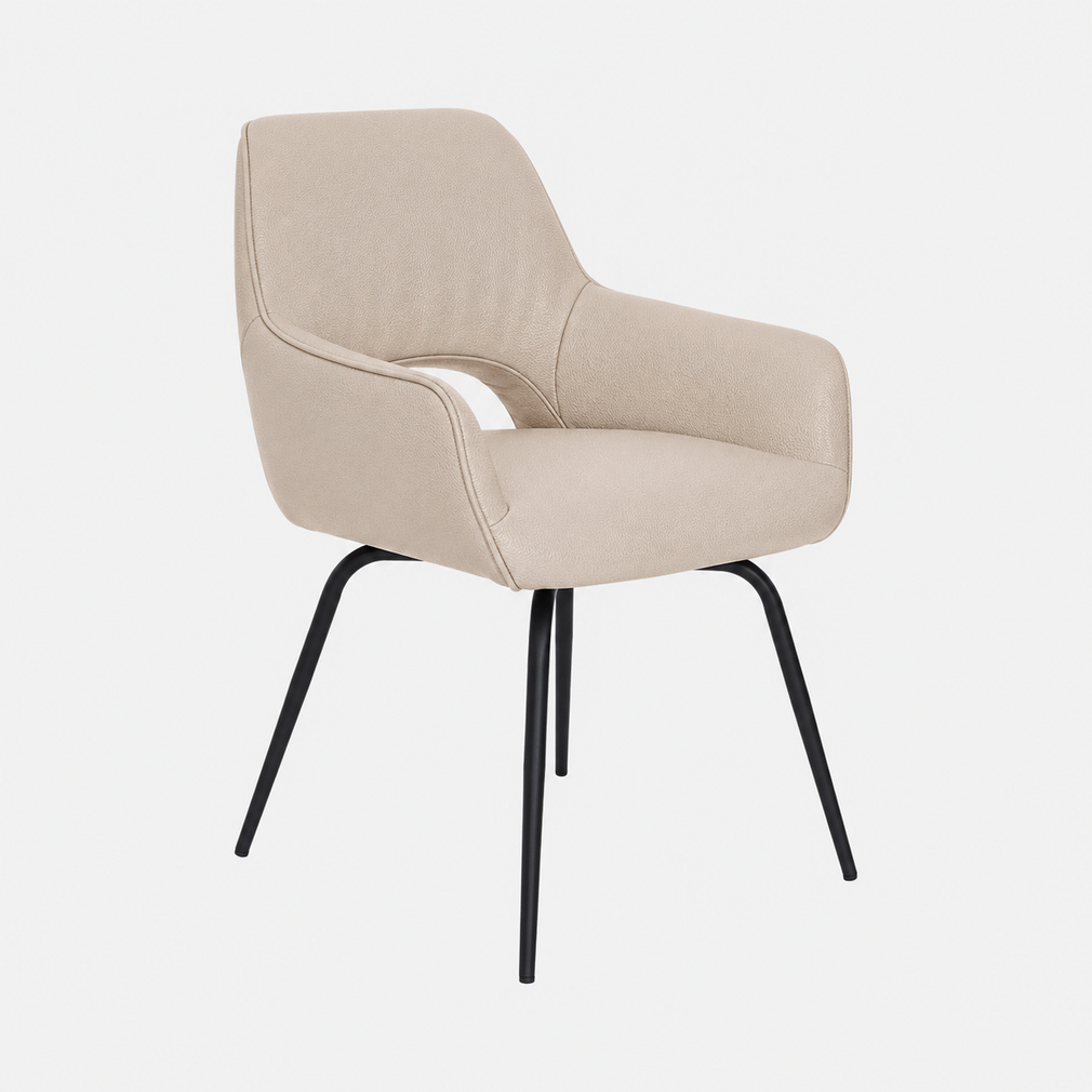 Luna - Swivel Dining Chair, Soleda Leather 447 Latte
