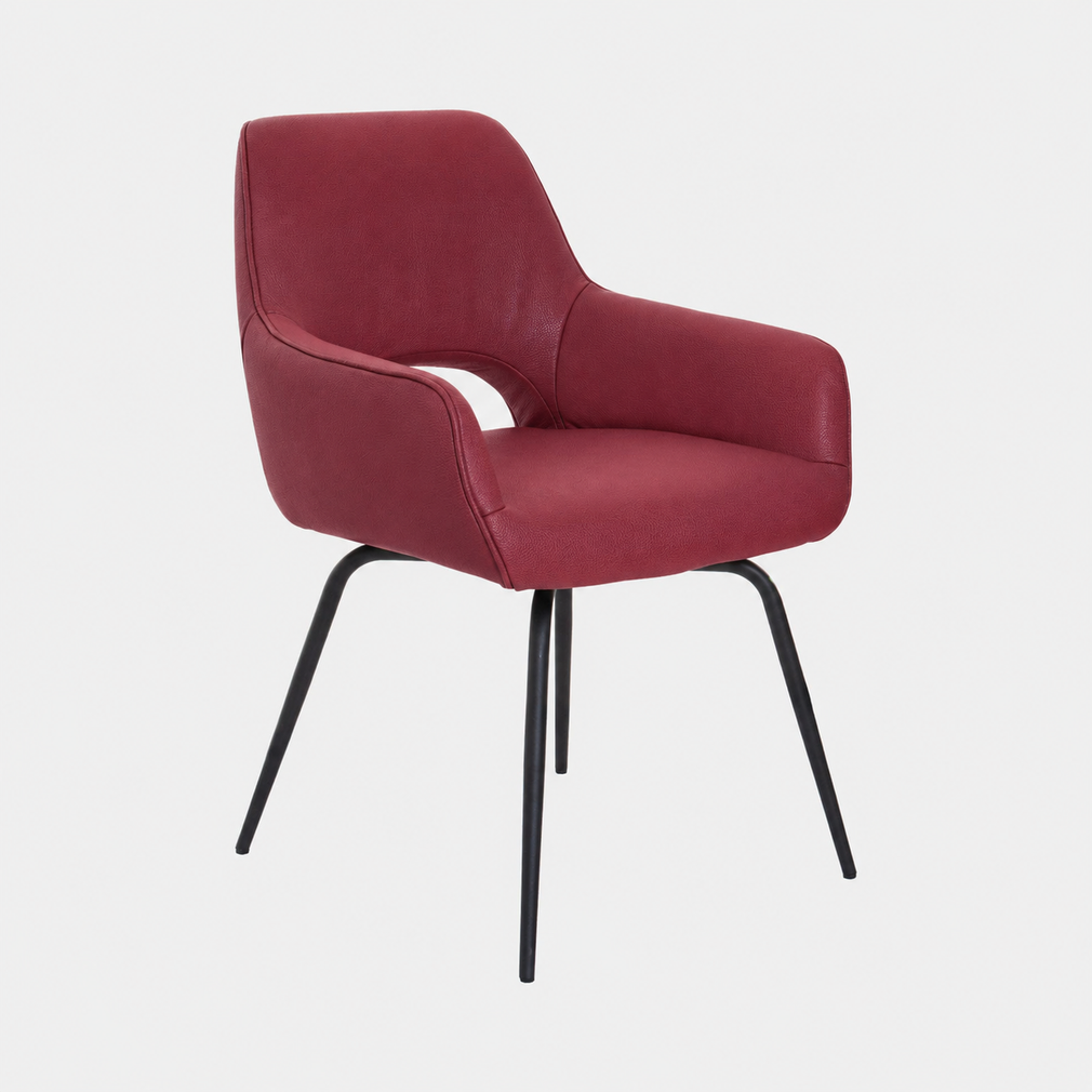 Luna - Swivel Dining Chair, Soleda Leather 444 Red