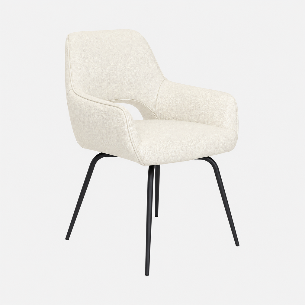 Luna - Swivel Dining Chair, Soleda Leather 448 Pure White