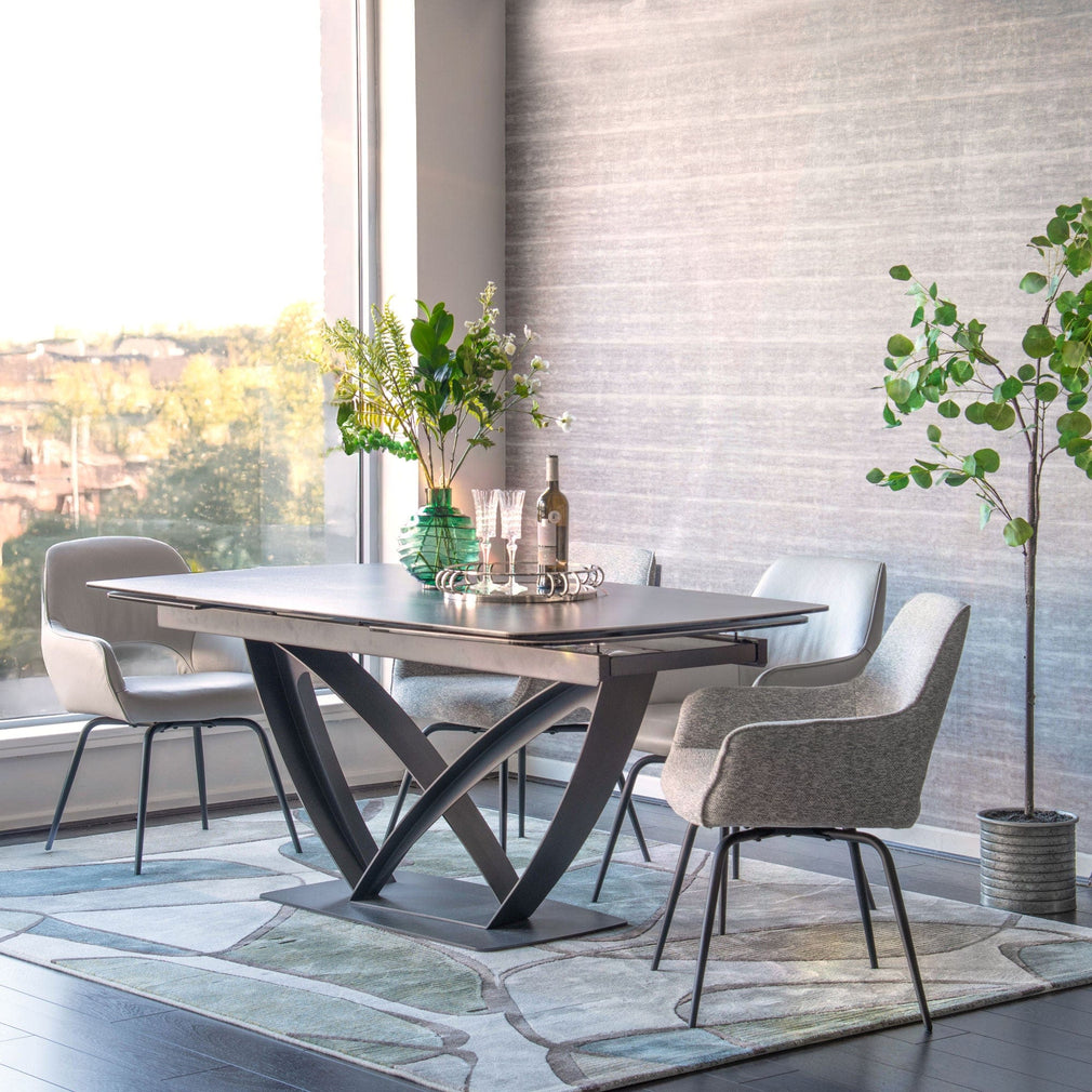 180cm Extending Dining Table With Dark Ceramic Top