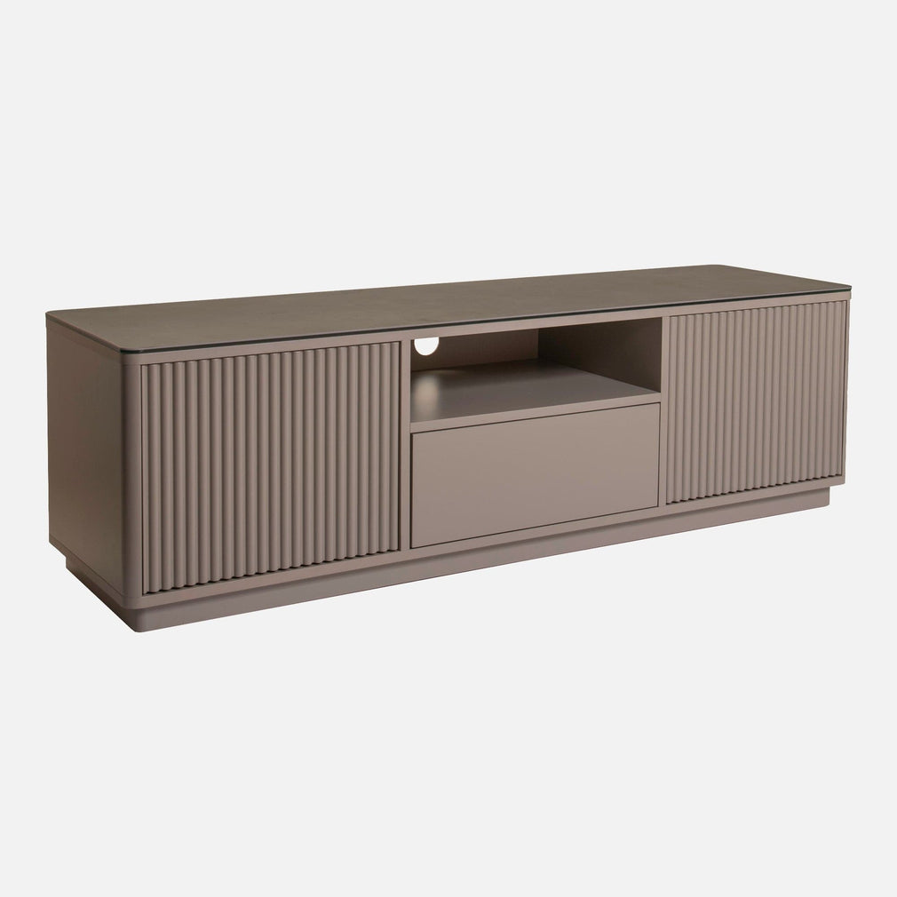 Otello - High Gloss TV Unit, Ceramic Top Taupe Ceramic Top