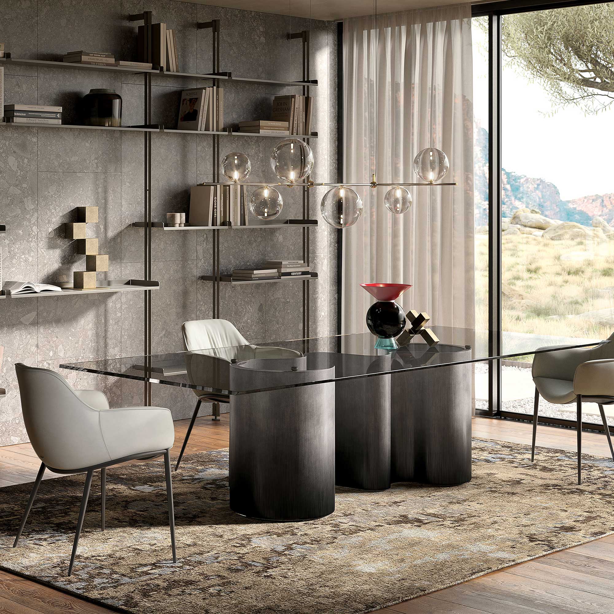 Cattelan Papel - Glass Table 240cm x 120cm Rect Clear Glass Table Oxy Base