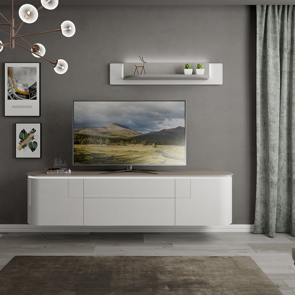 Sierra - TV Unit on Plinth In Matt Finish Laquered Structure Without LED 180cm