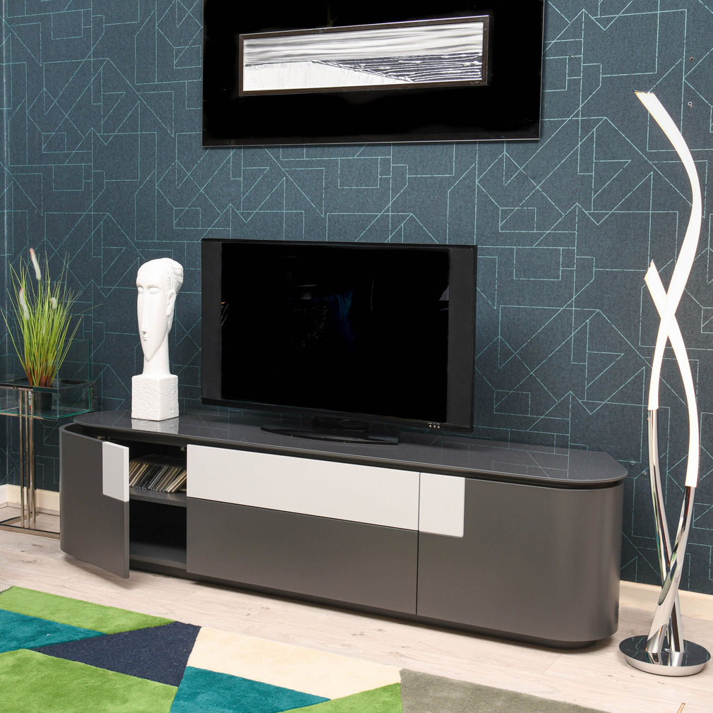 180cm TV Unit on Plinth In Matt Finish Laquered Structure Without LED