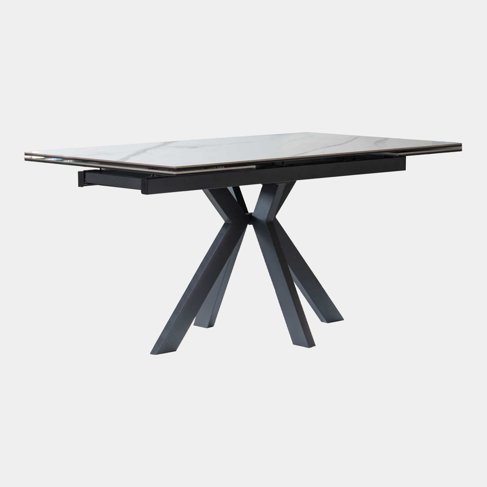 Silvano - 160cm Extending Dining Table With White Ceramic Top