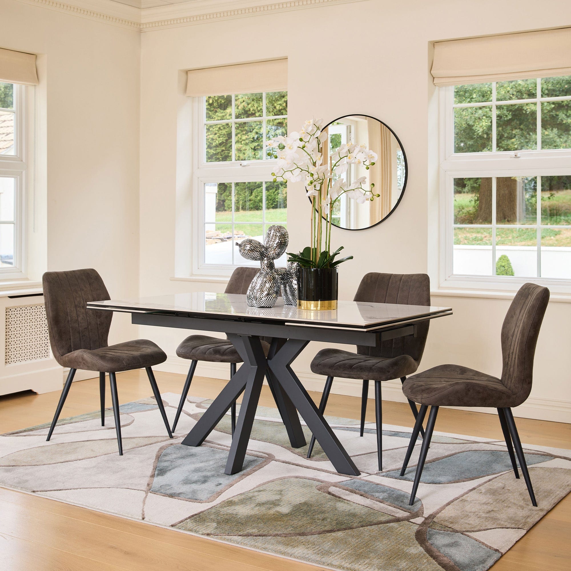 160cm Extending Dining Table With White Ceramic Top