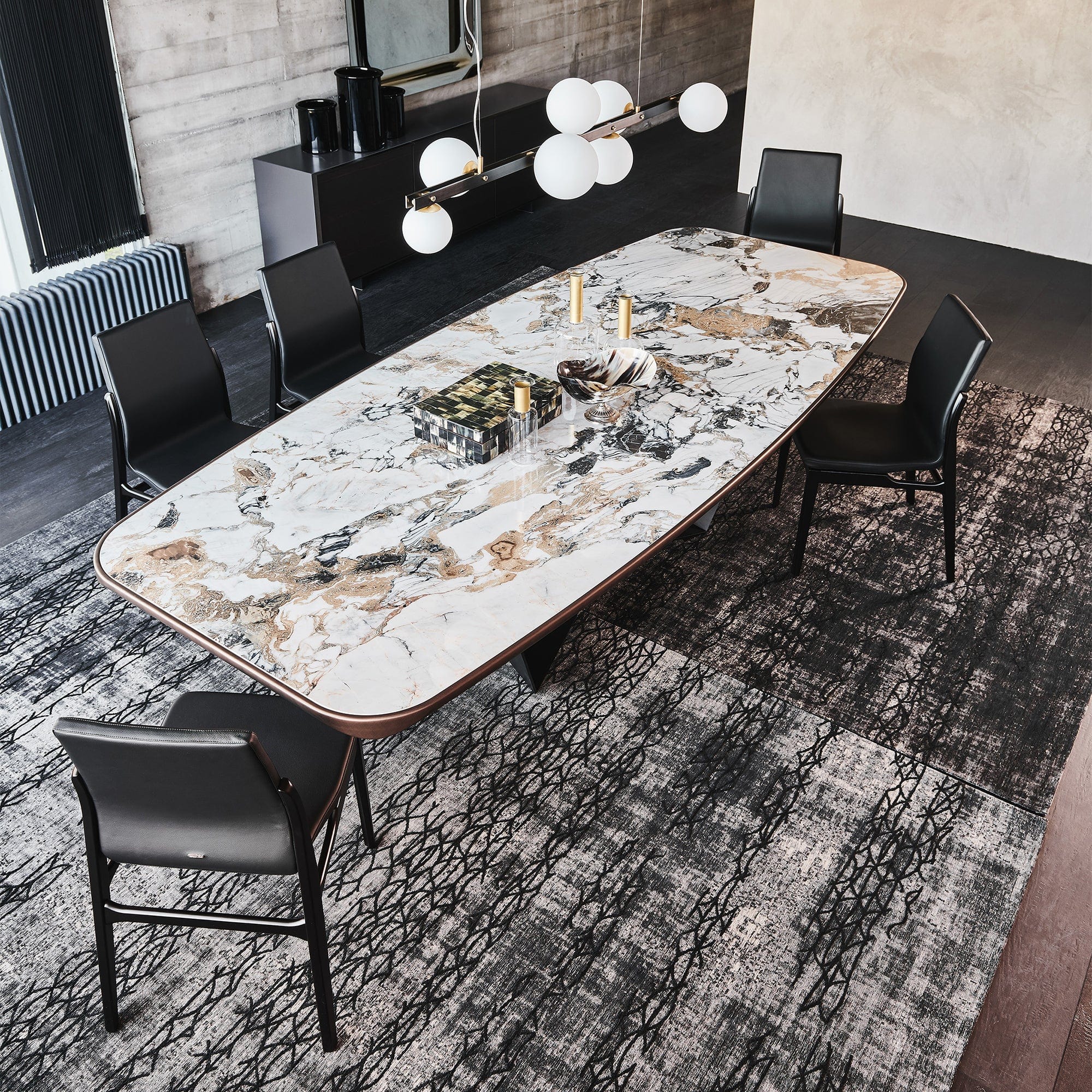 200cm x 120cm Table Brushed Bronze Rounded Profile With Graphite GFM69 Base