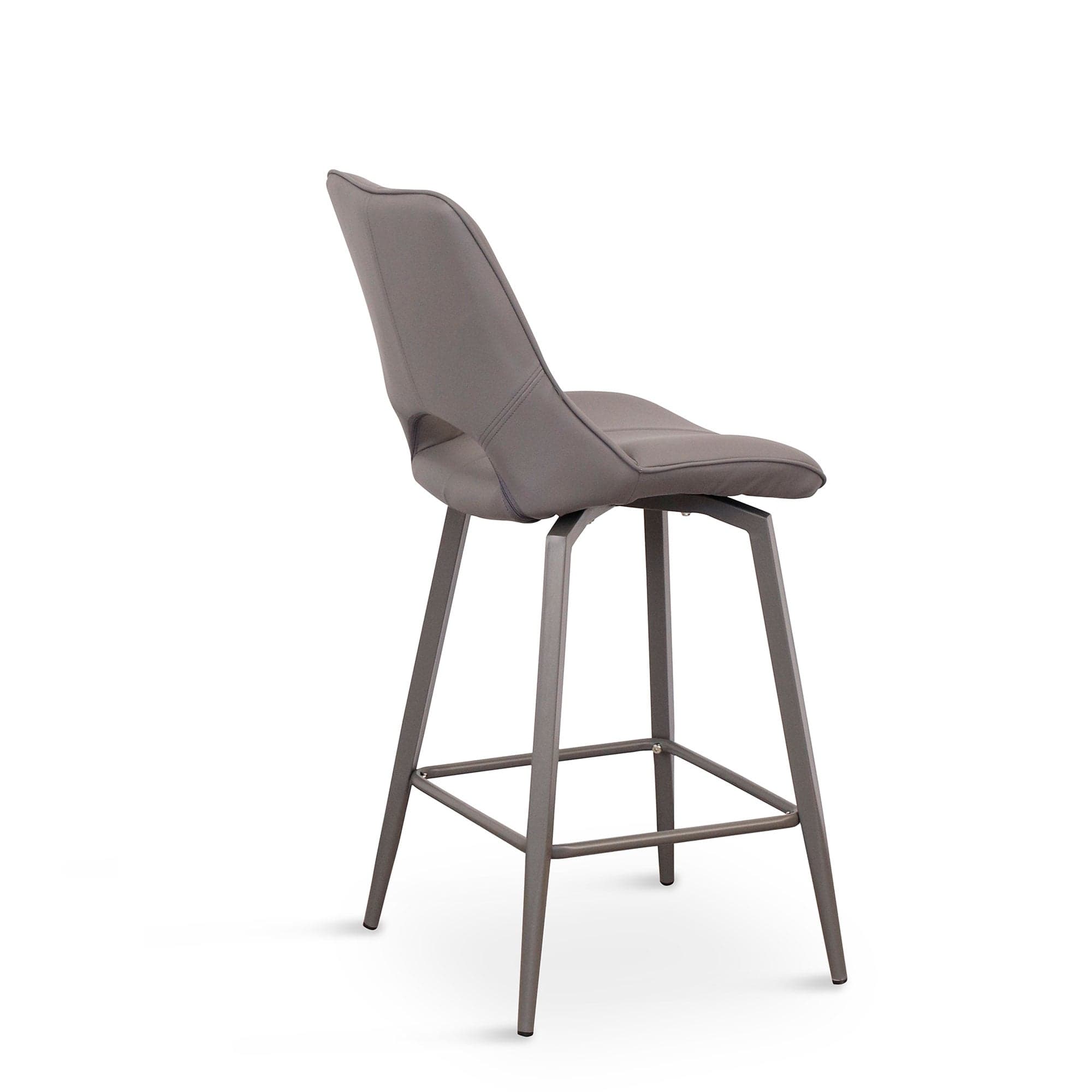 Bar Stool In Dark Grey PU With Grey Powder Coated Legs