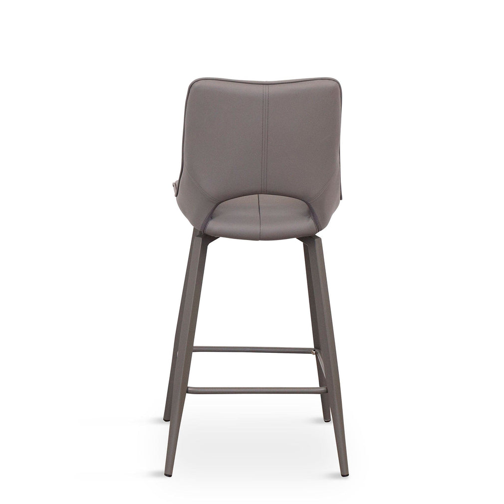 Bar Stool In Dark Grey PU With Grey Powder Coated Legs