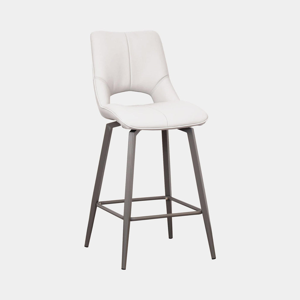 Bar Stool In Light Grey PU With Grey Powder Coated Legs