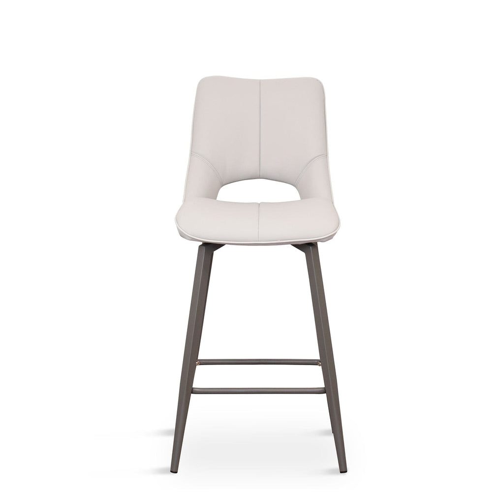 Bar Stool In Light Grey PU With Grey Powder Coated Legs