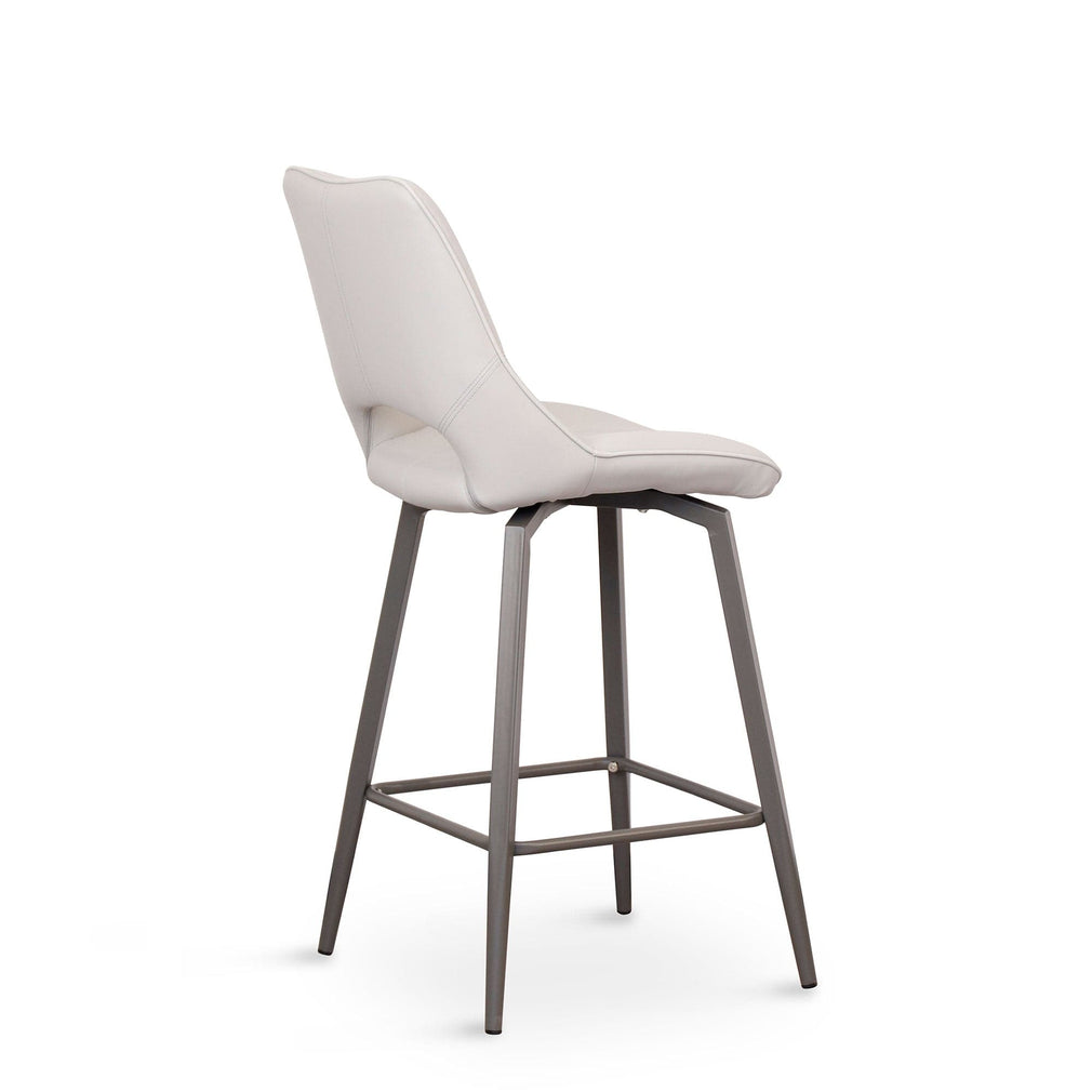 Bar Stool In Light Grey PU With Grey Powder Coated Legs