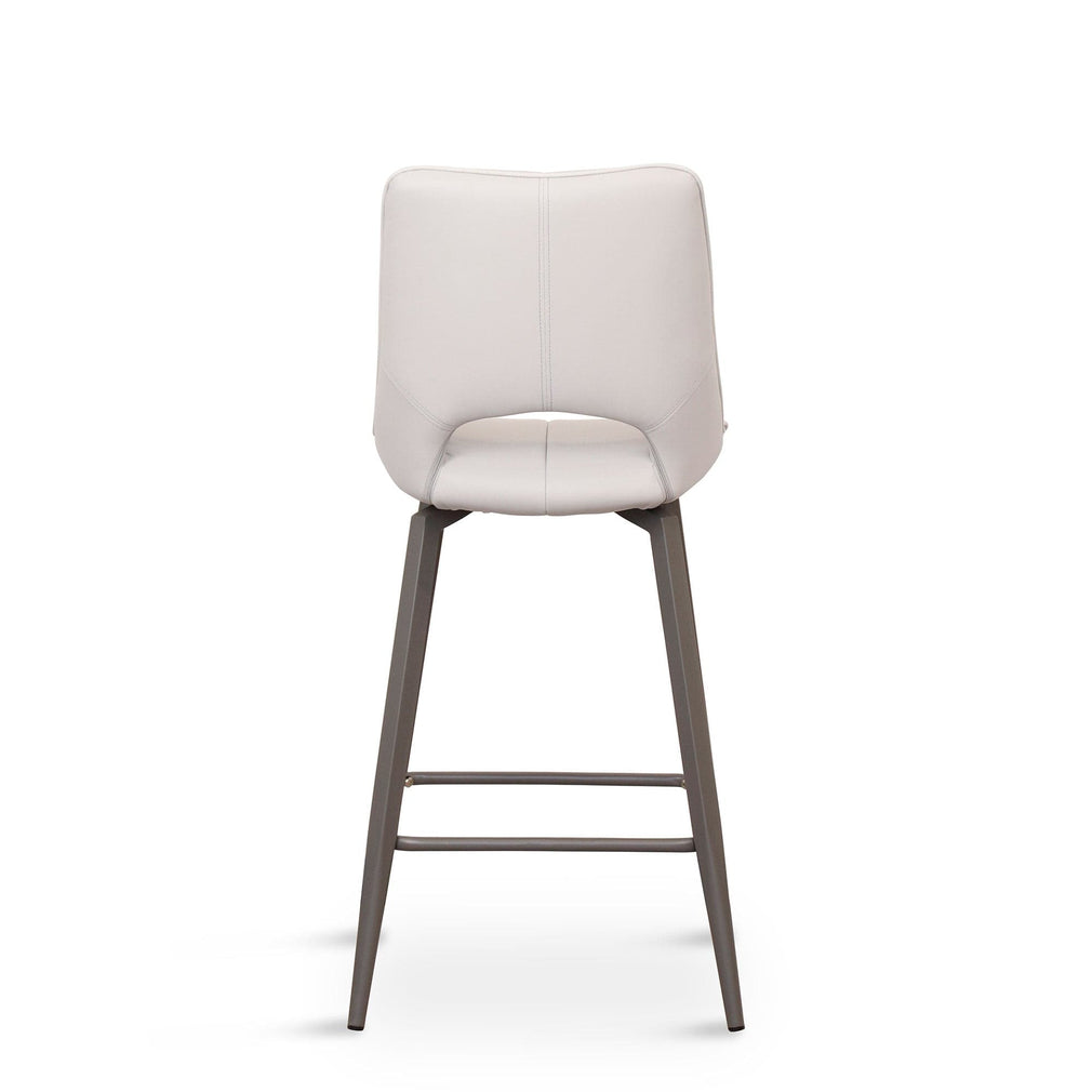Bar Stool In Light Grey PU With Grey Powder Coated Legs