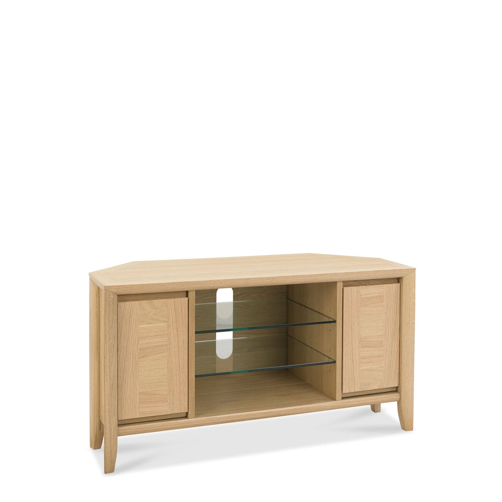 Corner Entertainment Unit With Oak Finish