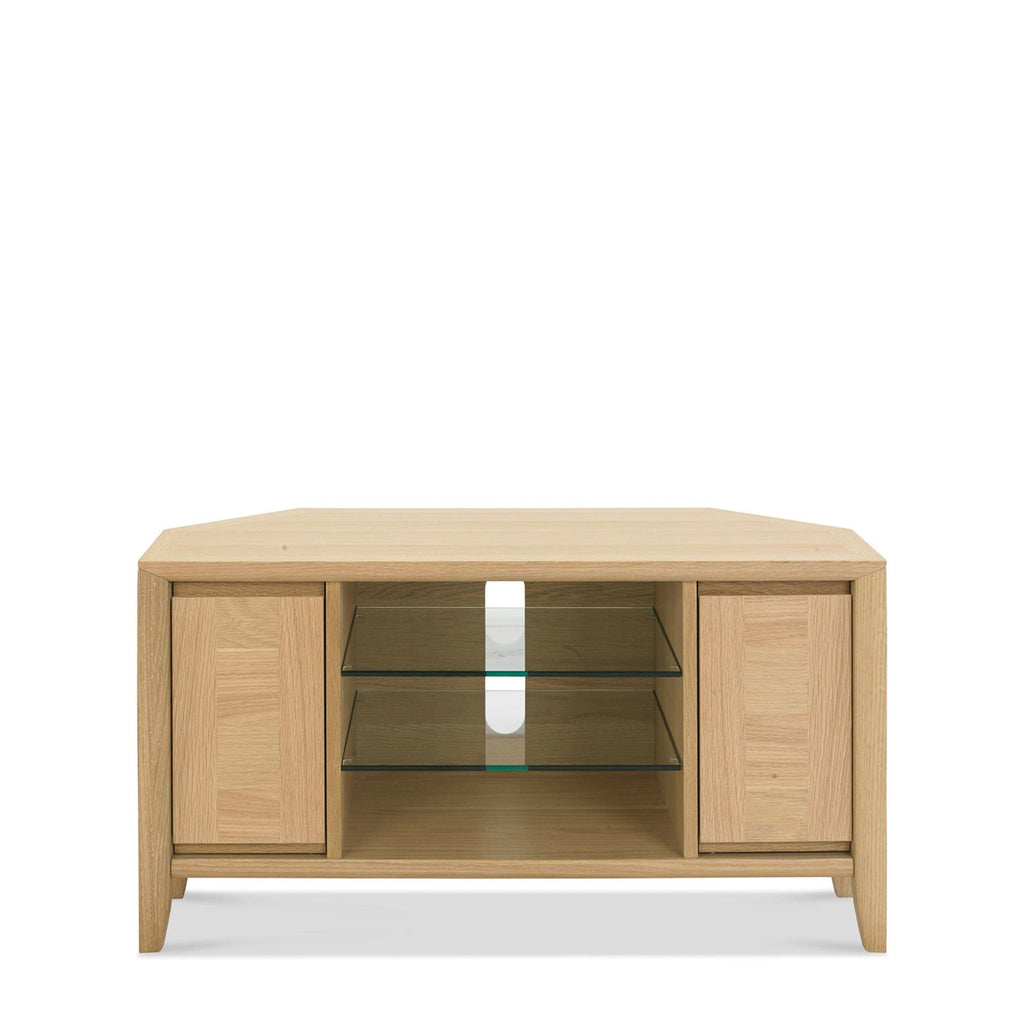 Corner Entertainment Unit With Oak Finish