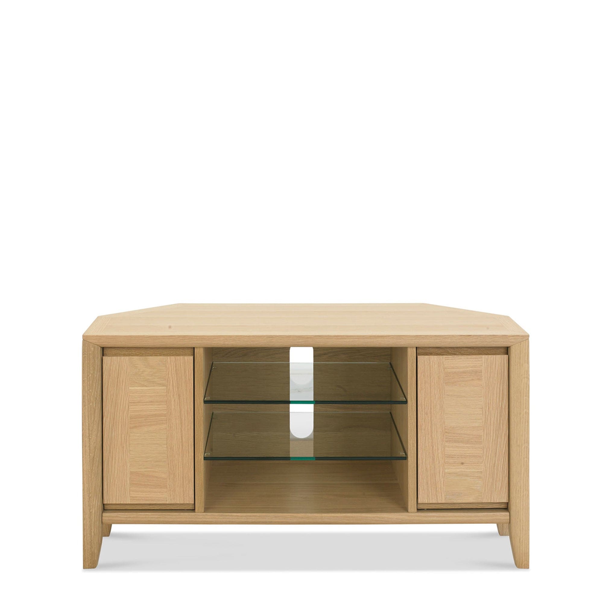 Corner Entertainment Unit With Oak Finish