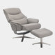 Manitoba - Swivel Recliner Chair & Stool In Full Leather Platinum, Chrome Base