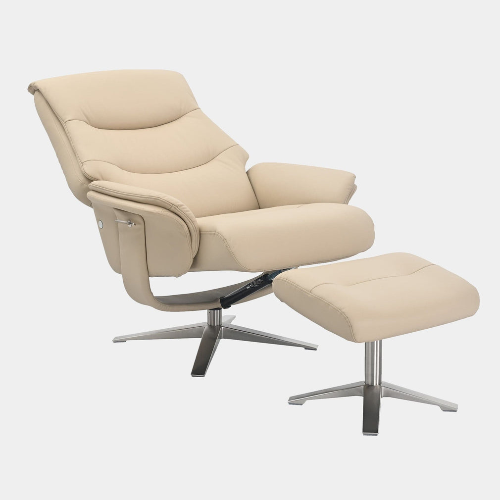 Manitoba - Swivel Recliner Chair & Stool, Leather