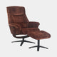 Manitoba - Swivel Recliner Chair & Stool, Fabric Brandy