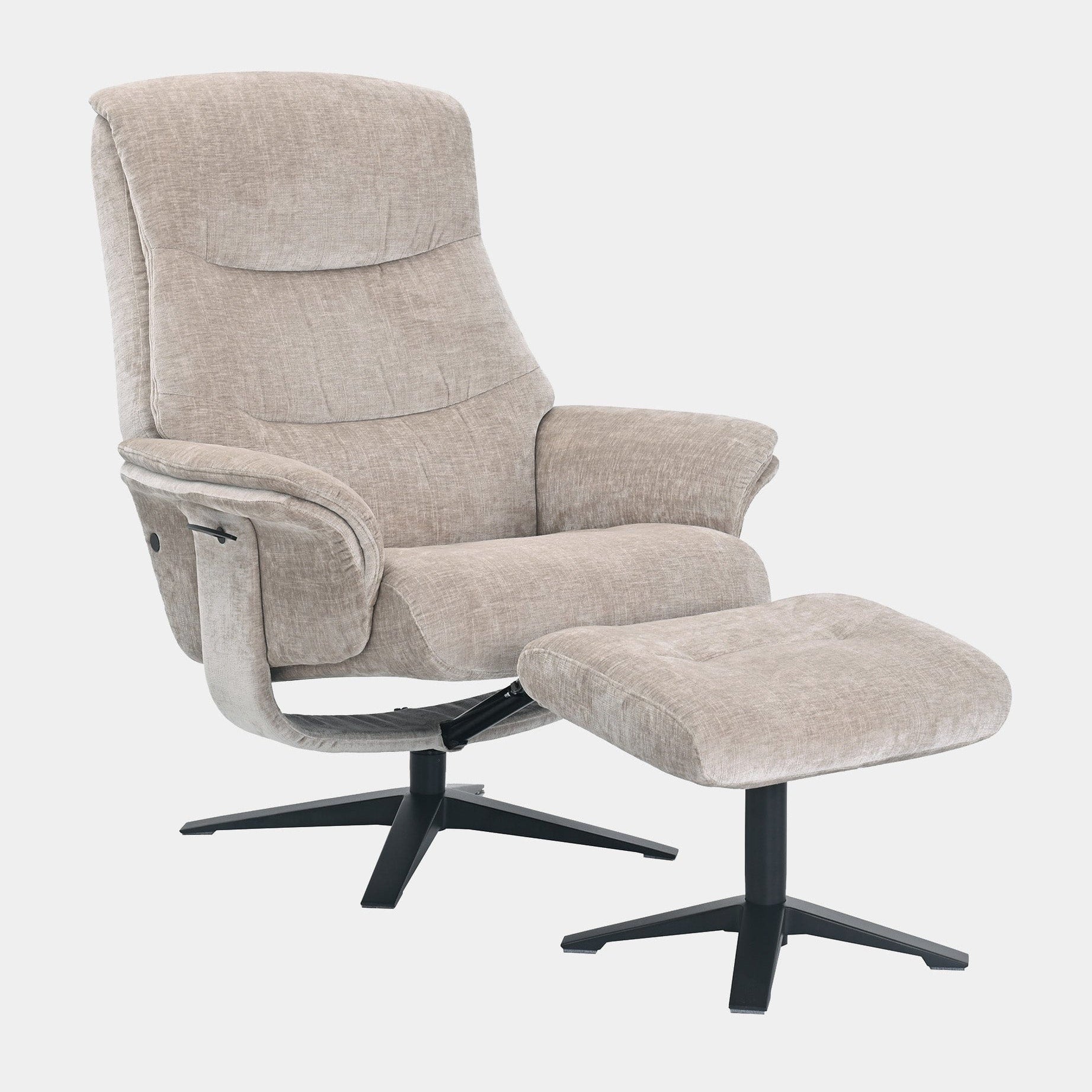 Manitoba - Swivel Recliner Chair & Stool, Fabric Husk