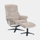 Manitoba - Swivel Recliner Chair & Stool In Fabric Husk, Black Base