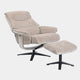 Manitoba - Swivel Recliner Chair & Stool In Fabric Husk, Black Base