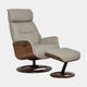 Ontario - Swivel Recliner Chair & Stool, Leather Taupe
