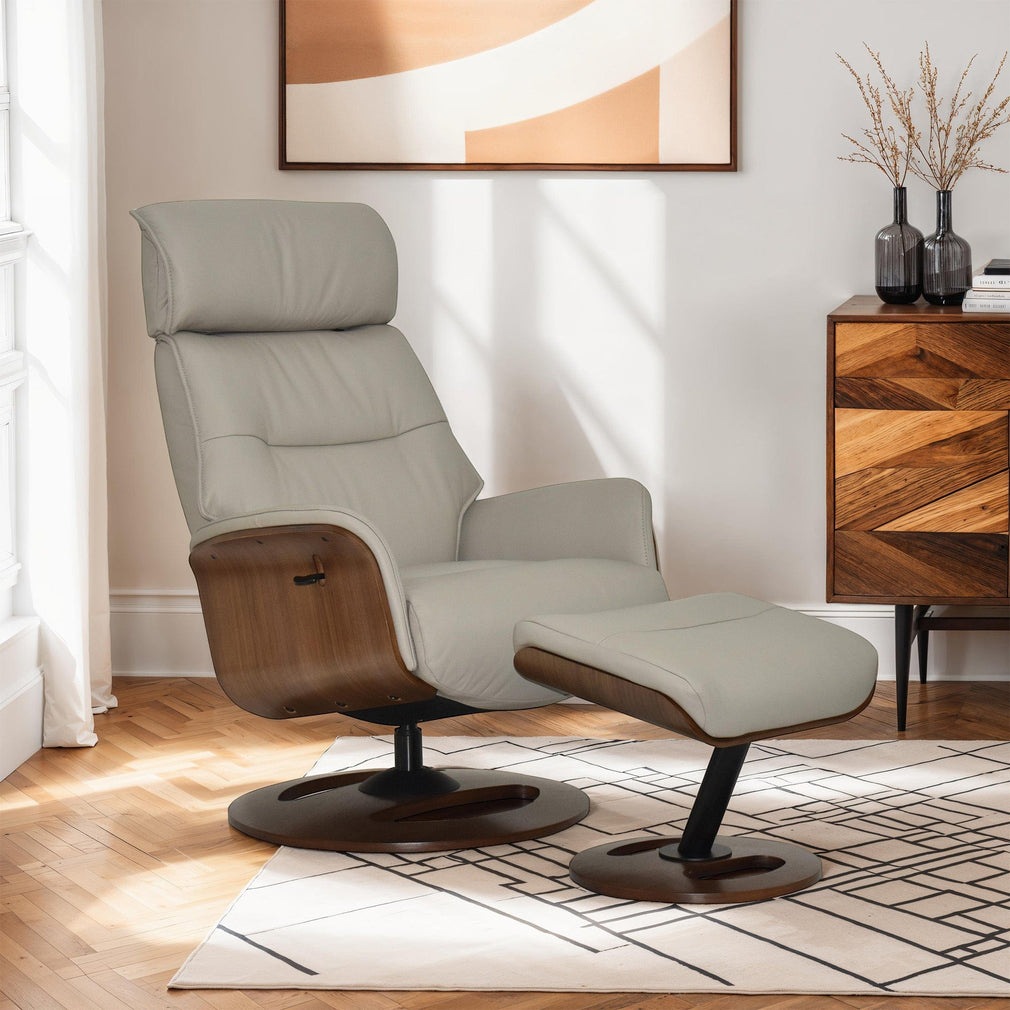 Ontario - Swivel Recliner Chair & Stool, Leather