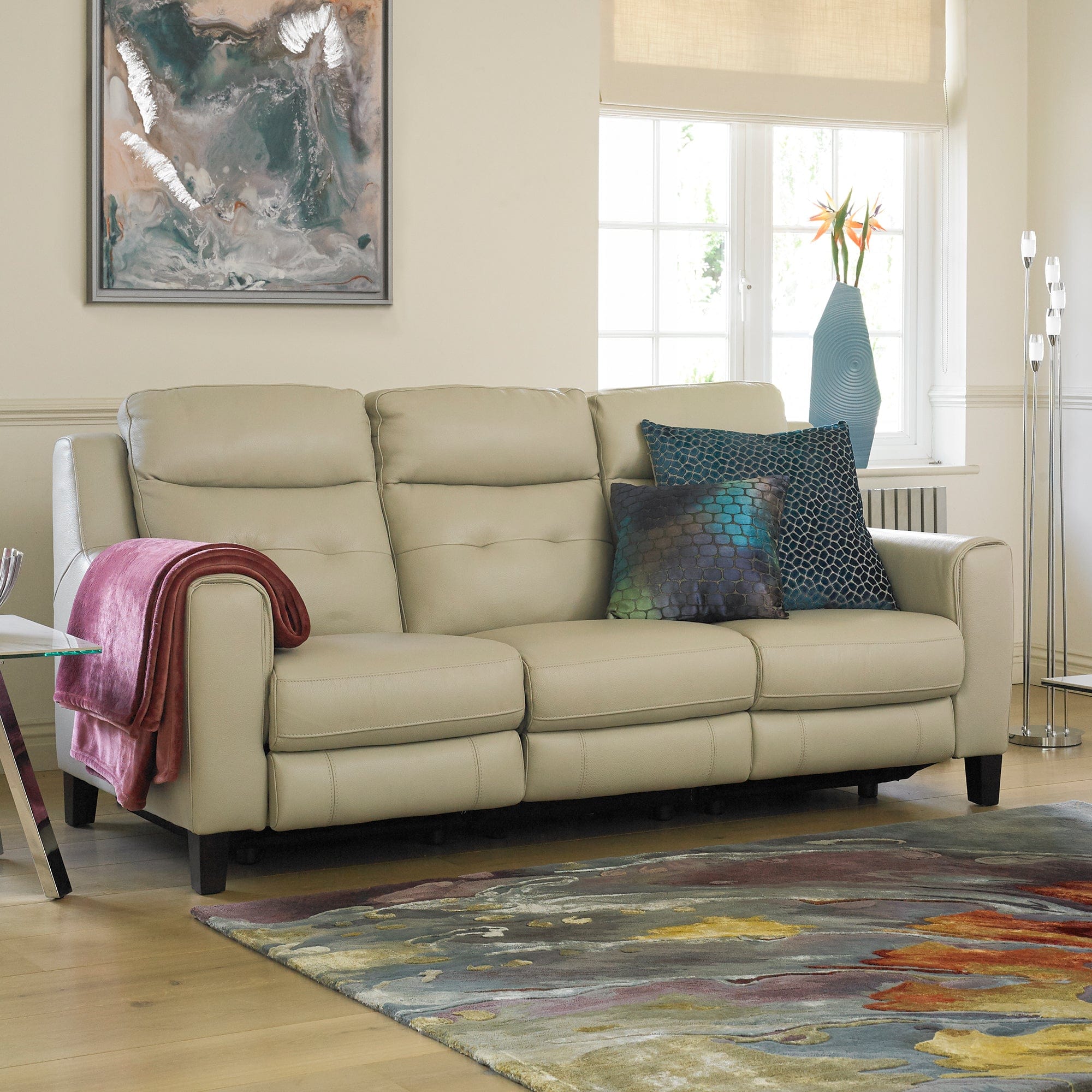 3 Seat Sofa With Power Recliners In Leather Cat 15 H/Split