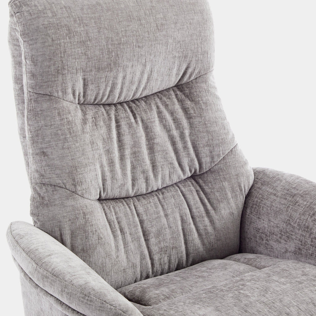 Alberta - Swivel Recliner Chair & Stool In Fabric Cloud, Black Base